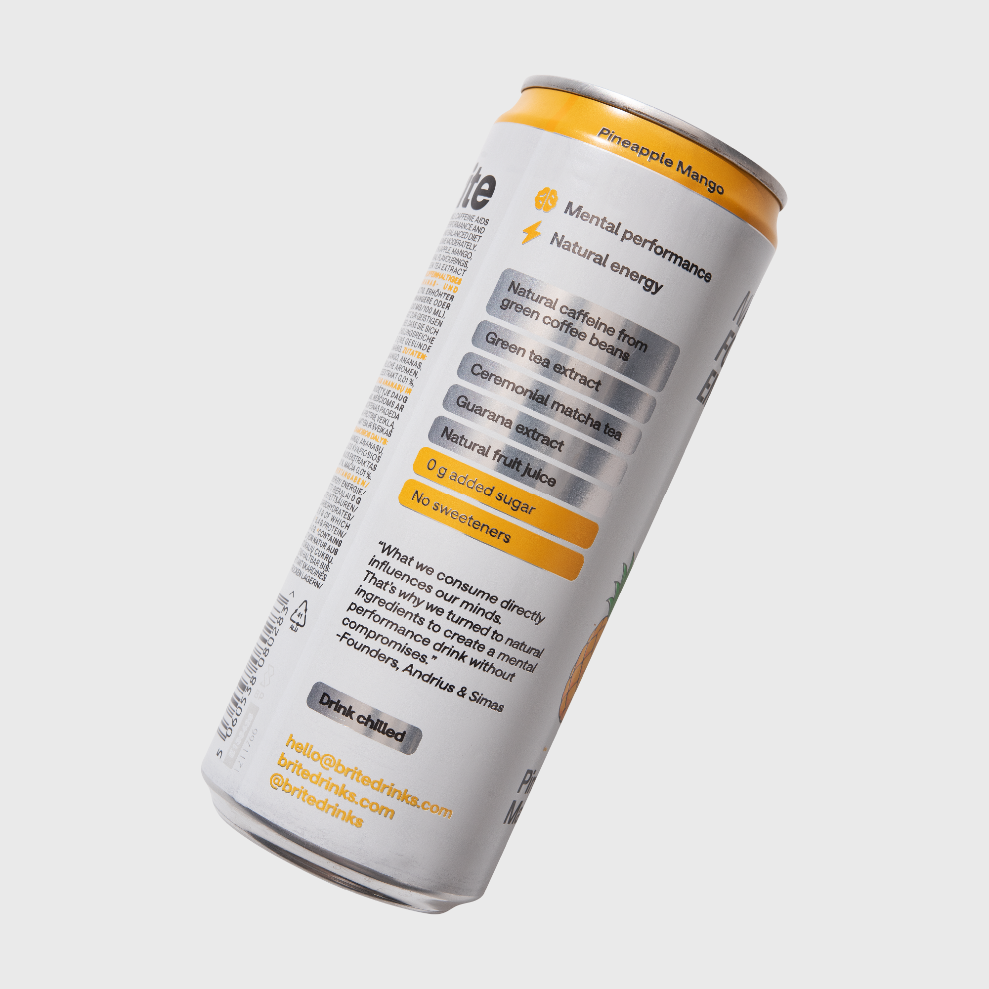 Brite Natural Focus + Energy | Pineapple Mango | 24 cans x 330ml